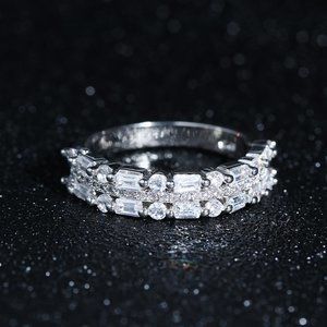 NEW 925 Sterling Silver Diamond Triple Band Ring